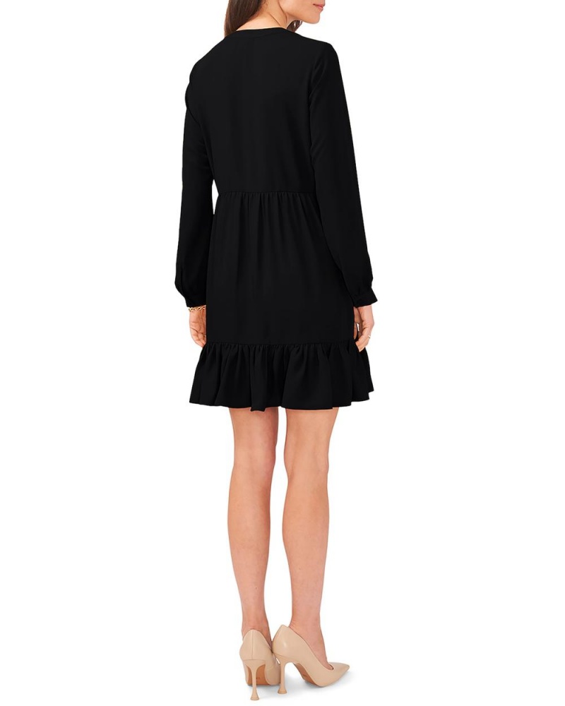 Dámské Maxi Šaty Vince Camuto Ruffled Long-Sleeve Černé | 4097-XTNEQ