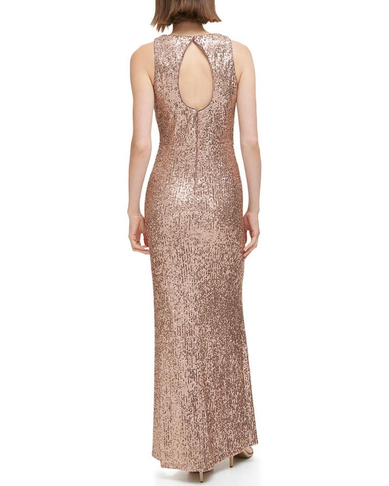 Dámské Maxi Šaty Vince Camuto Sequined Side-Twist Gown Hnědožlutý | 8709-TSXLD