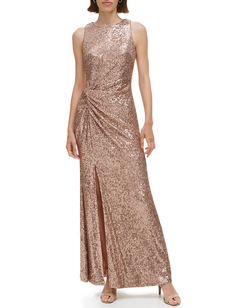 Dámské Maxi Šaty Vince Camuto Sequined Side-Twist Gown Hnědožlutý | 8709-TSXLD