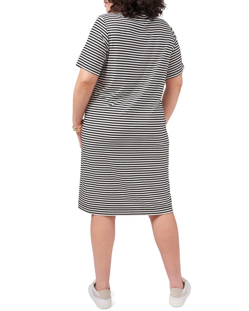 Dámské Maxi Šaty Vince Camuto Stripe-Print (Plus Size) Bílé | 0758-ZBCQS