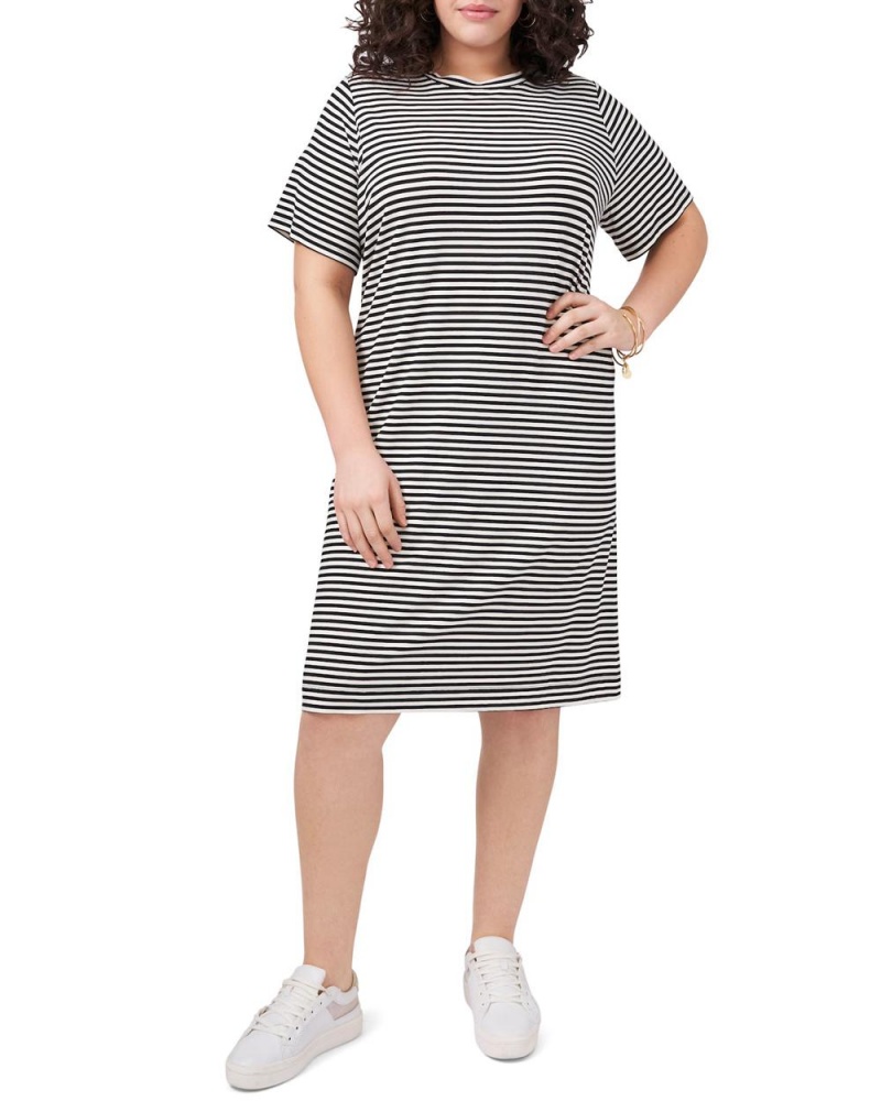 Dámské Maxi Šaty Vince Camuto Stripe-Print (Plus Size) Bílé | 0758-ZBCQS