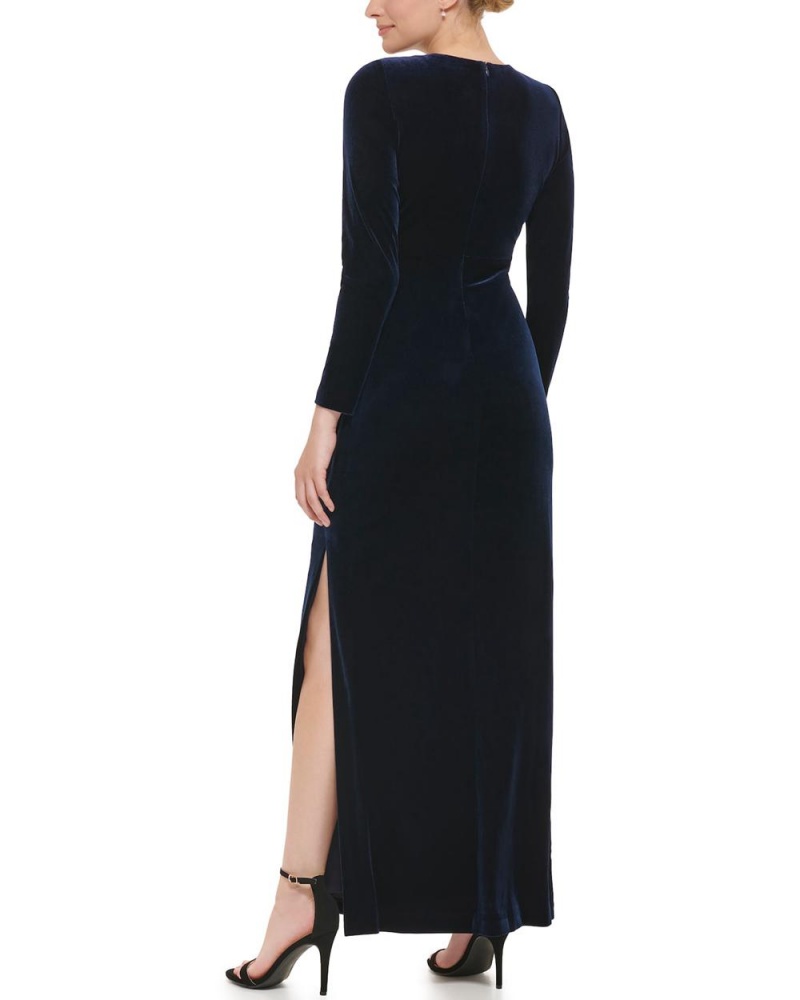 Dámské Maxi Šaty Vince Camuto Twist-Front Velvet Gown Tmavě Blankyt | 2589-IJWGL