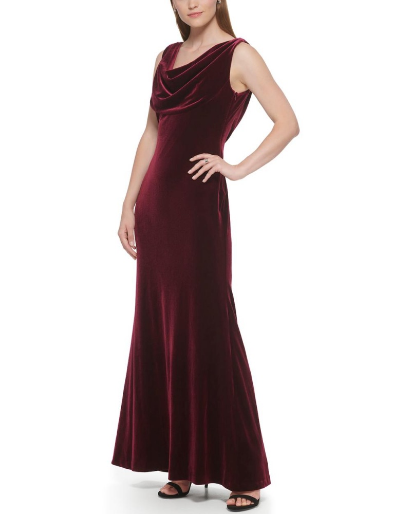 Dámské Maxi Šaty Vince Camuto Velvet Cowl-Neck Gown Vínové | 5103-HRCZD