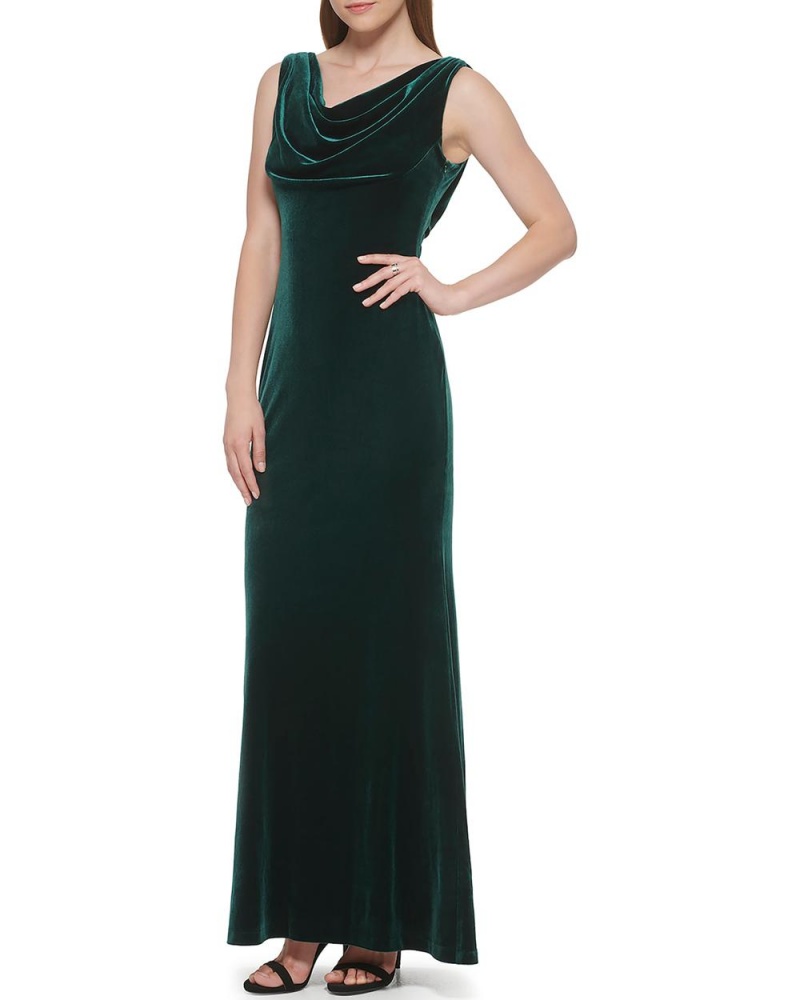 Dámské Maxi Šaty Vince Camuto Velvet Cowl-Neck Gown Zelene | 7361-ZHUPA