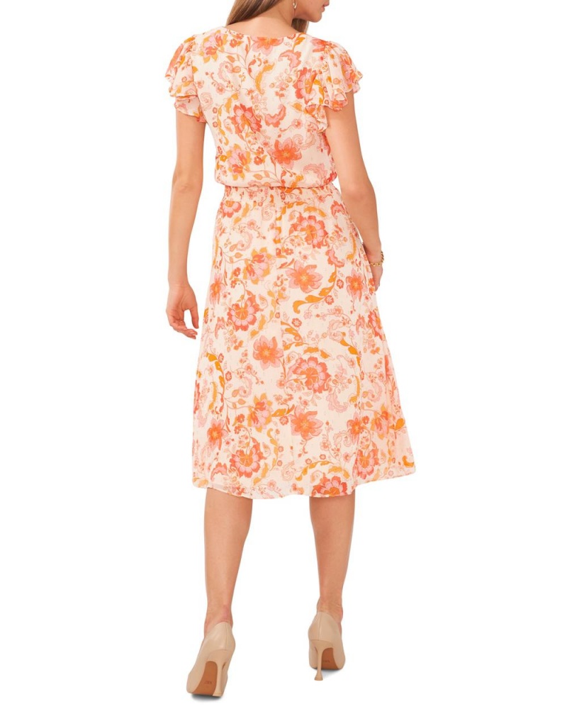 Dámské Midi Šaty Vince Camuto Floral-Print Oranžové | 0541-KNCAZ