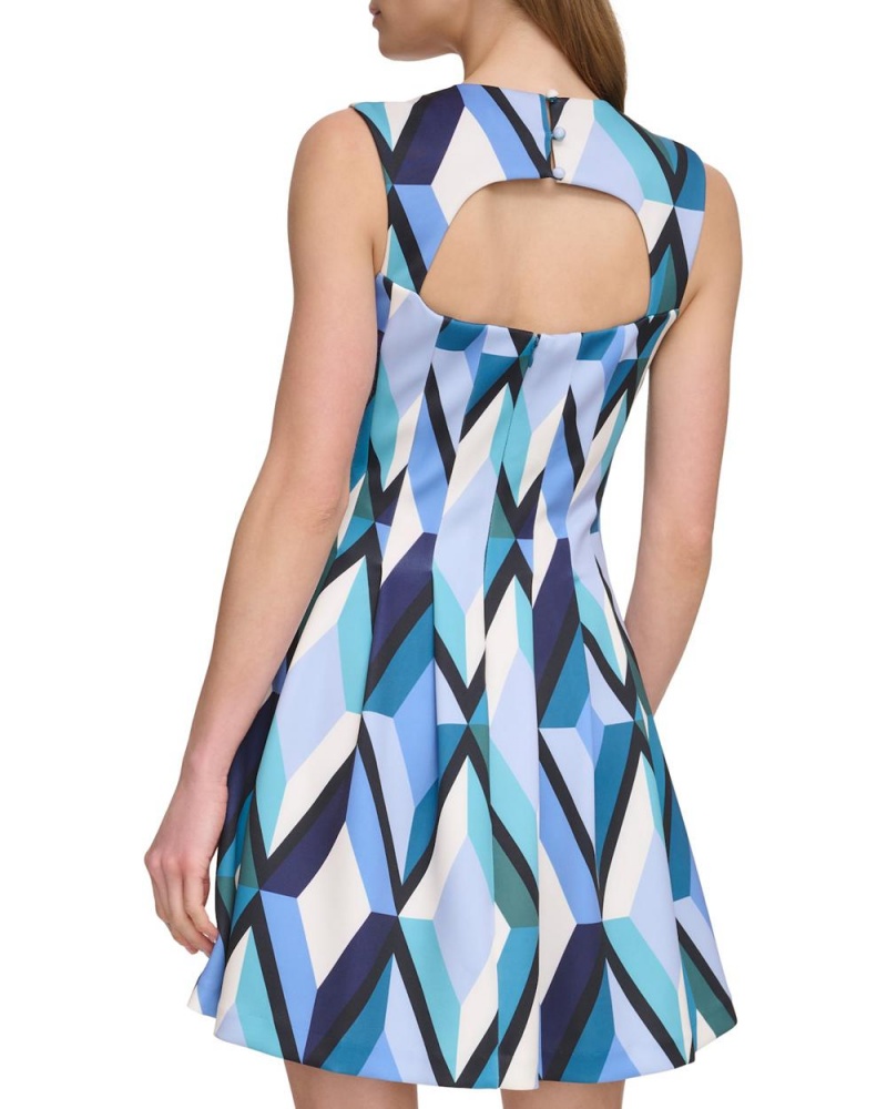 Dámské Mini Šaty Vince Camuto Abstract Chevron-Print Fit-And-Flare Blankyt | 2541-OYRCA