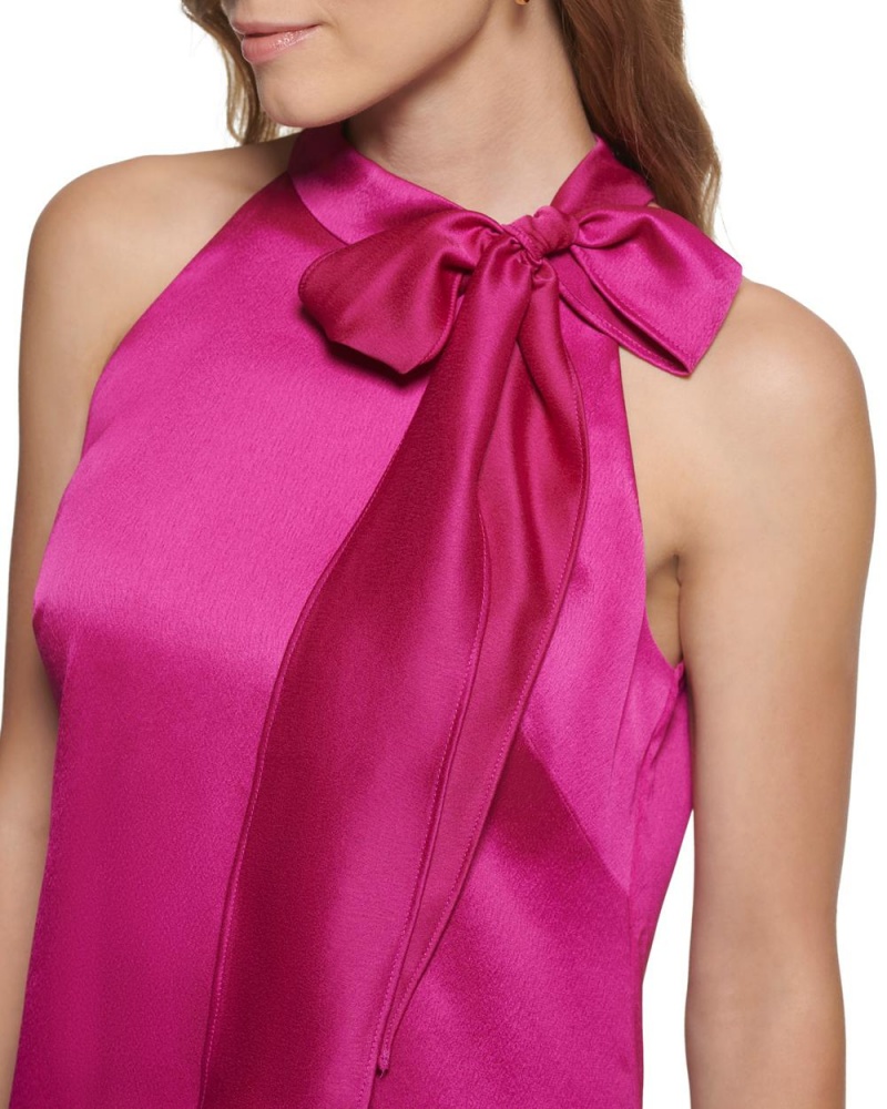 Dámské Mini Šaty Vince Camuto Bow-Neck Fuchsie Růžové | 0964-AZTSX