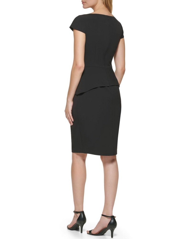 Dámské Mini Šaty Vince Camuto Cap-Sleeve Peplum (Petite) Černé | 5738-TMSNK