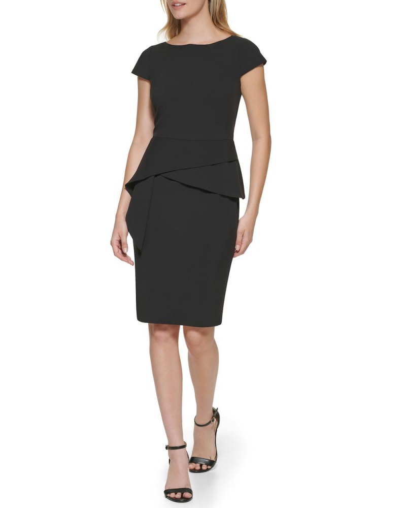 Dámské Mini Šaty Vince Camuto Cap-Sleeve Peplum (Petite) Černé | 5738-TMSNK