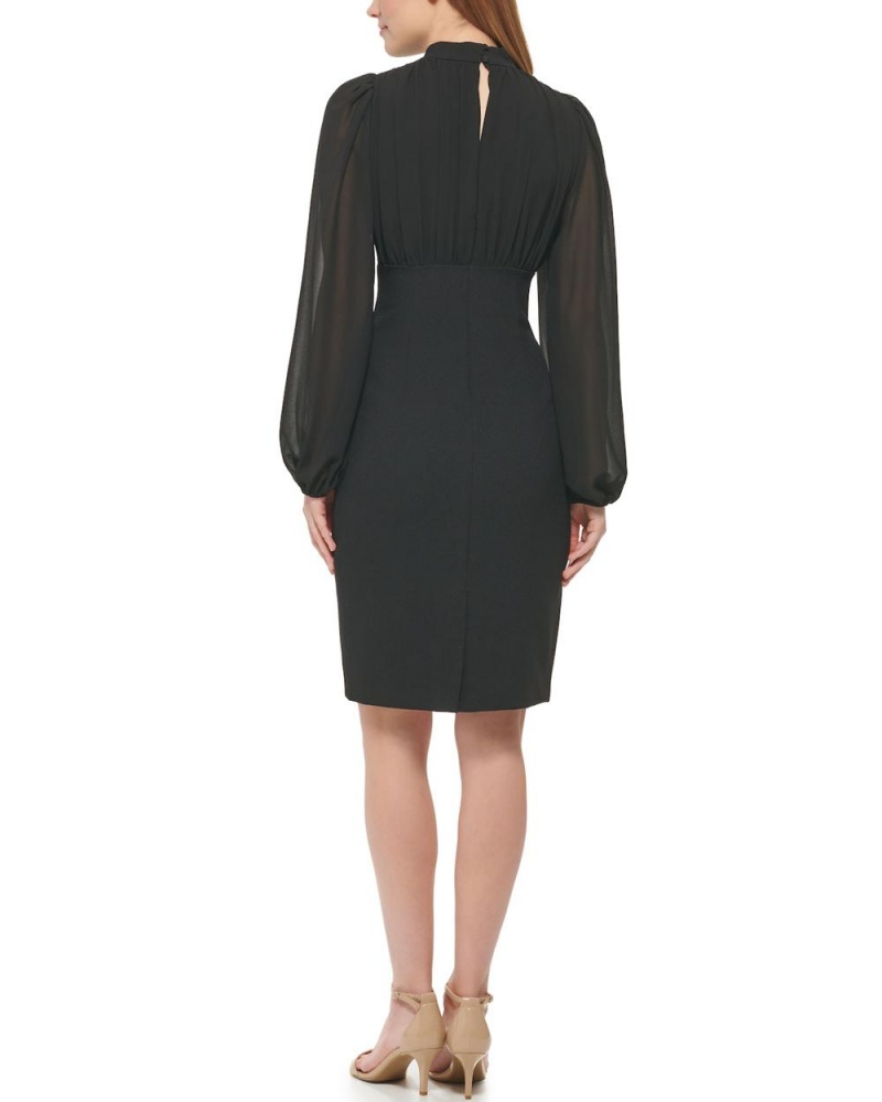 Dámské Mini Šaty Vince Camuto Chiffon-Sleeve Sheath Černé | 5172-KMWVC