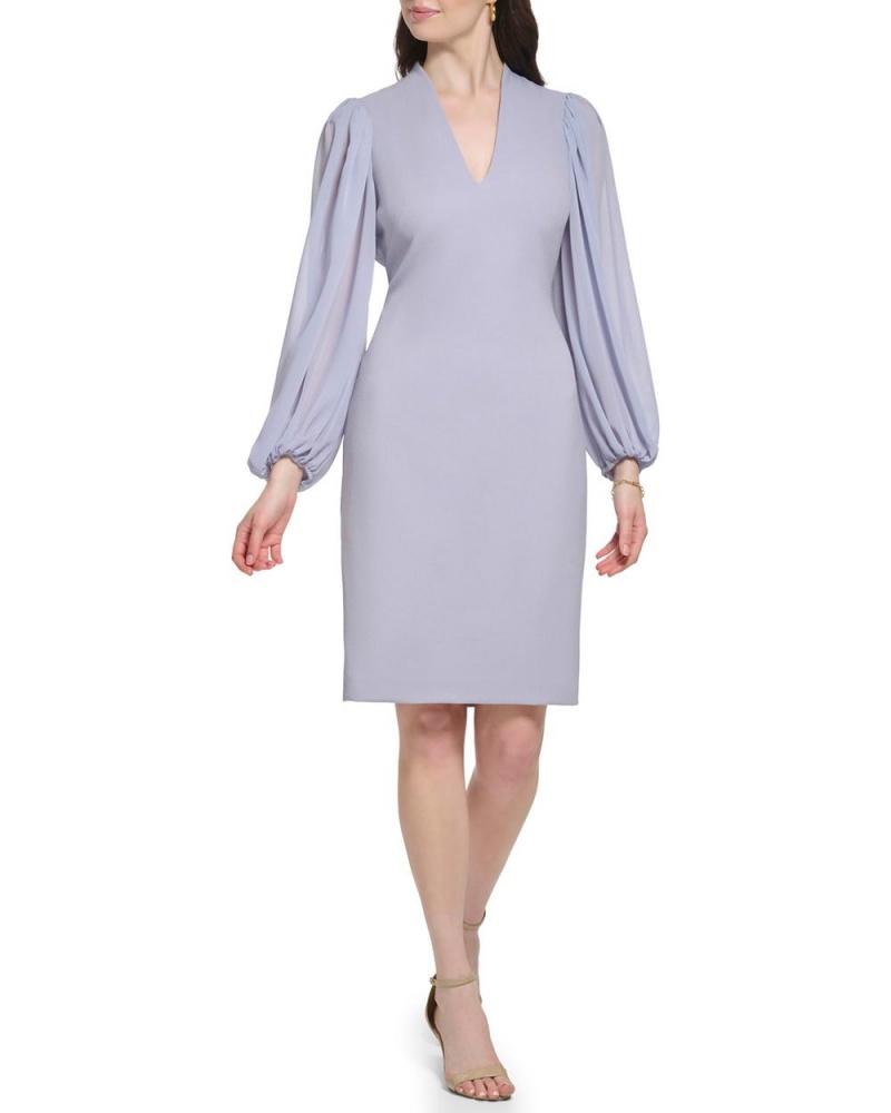 Dámské Mini Šaty Vince Camuto Chiffon-Sleeve Sheath Šedé | 2038-WPFHM