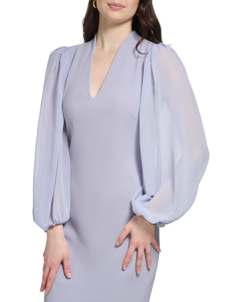 Dámské Mini Šaty Vince Camuto Chiffon-Sleeve Sheath Šedé | 2038-WPFHM