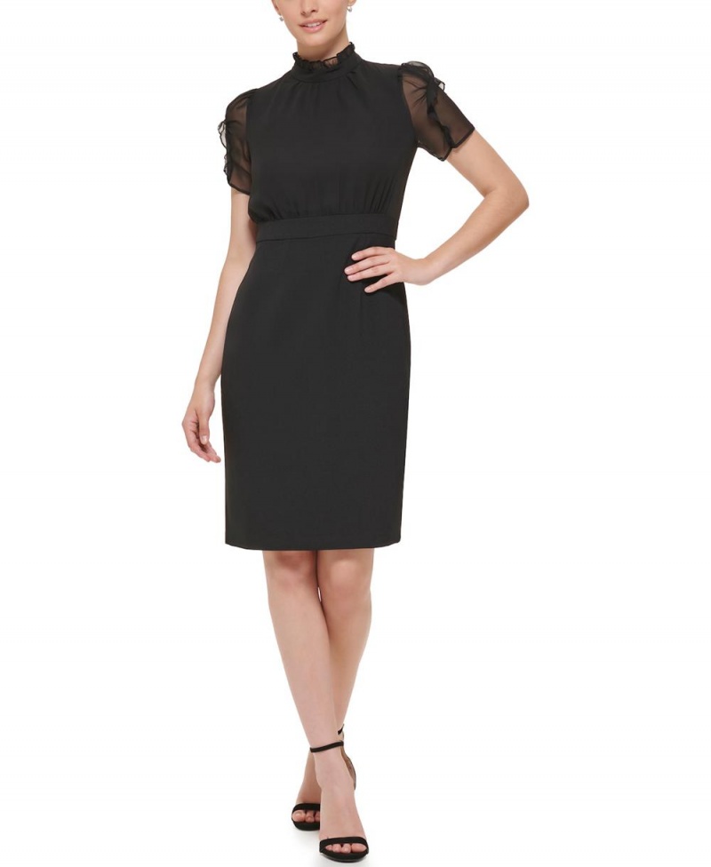 Dámské Mini Šaty Vince Camuto Chiffon-Sleeve Černé | 2460-BMIPU