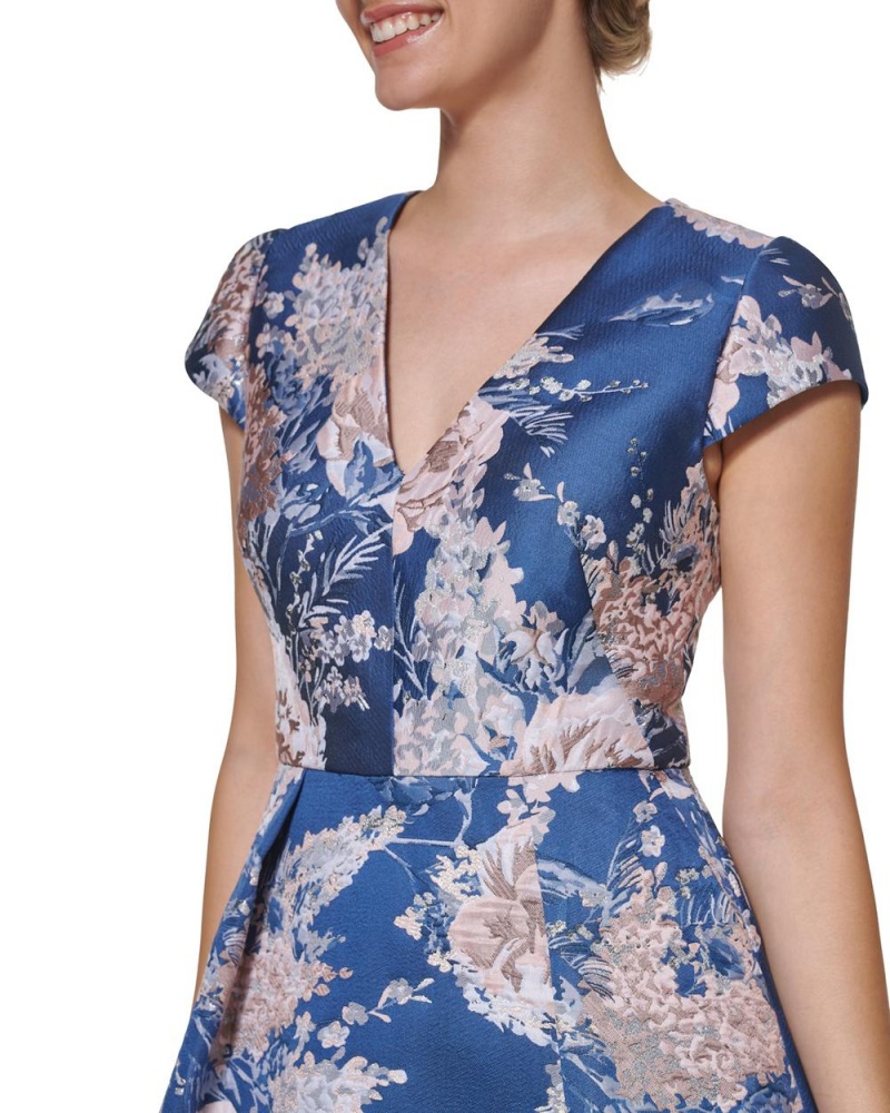 Dámské Mini Šaty Vince Camuto Floral-Pattern Fit-And-Flare (Petite) Blankyt | 2179-NKFAY