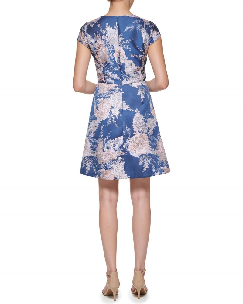 Dámské Mini Šaty Vince Camuto Floral-Pattern Fit-And-Flare (Petite) Blankyt | 2179-NKFAY