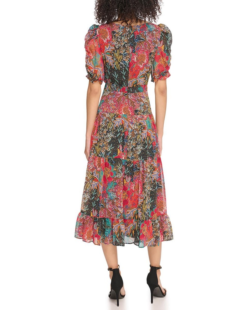 Dámské Mini Šaty Vince Camuto Floral-Print Ruched-Sleeve Hunter Floral Print | 0321-JTPBV