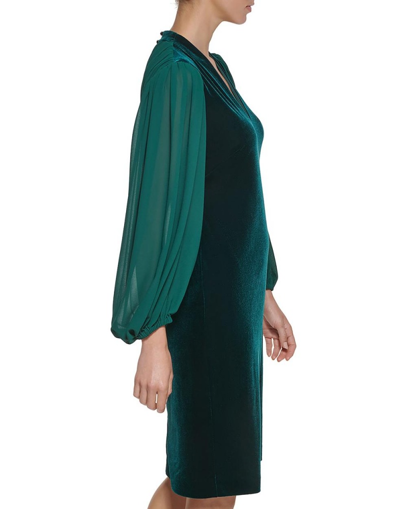 Dámské Mini Šaty Vince Camuto Velvet And Chiffon V-Neck Zelene | 1573-GOJRE