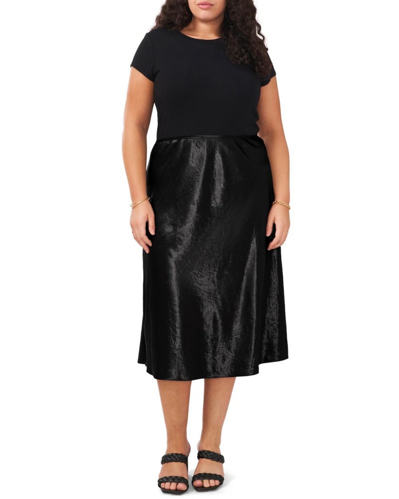 Dámské Sukně Vince Camuto Satin Midi (Plus Size) Černé | 5386-SUVGZ