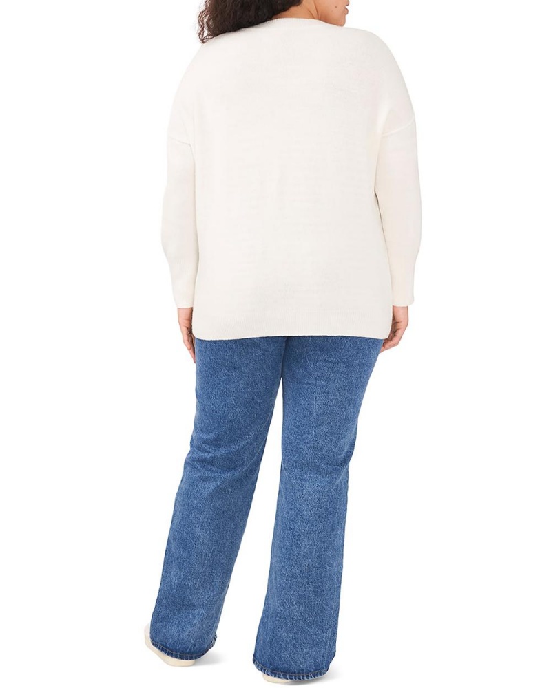 Dámské Svetr Vince Camuto Seamed Crewneck (Plus Size) Bílé | 3658-NTPDO