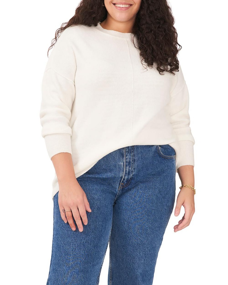 Dámské Svetr Vince Camuto Seamed Crewneck (Plus Size) Bílé | 3658-NTPDO