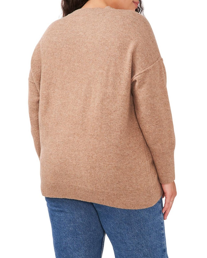 Dámské Svetr Vince Camuto Seamed Crewneck (Plus Size) Hnědé | 1429-QYHVT