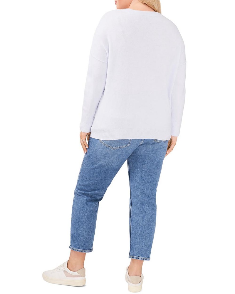 Dámské Svetr Vince Camuto Seamed Crewneck (Plus Size) Bílé | 0562-PZSUK