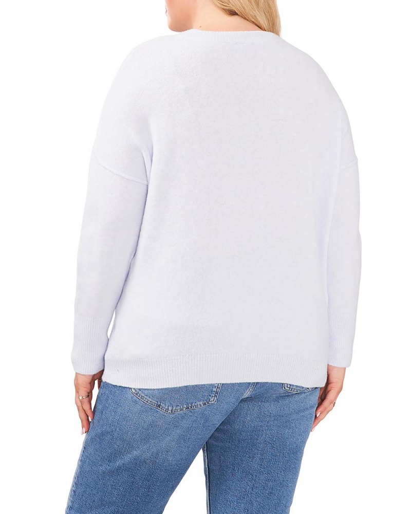 Dámské Svetr Vince Camuto Seamed Crewneck (Plus Size) Bílé | 0562-PZSUK