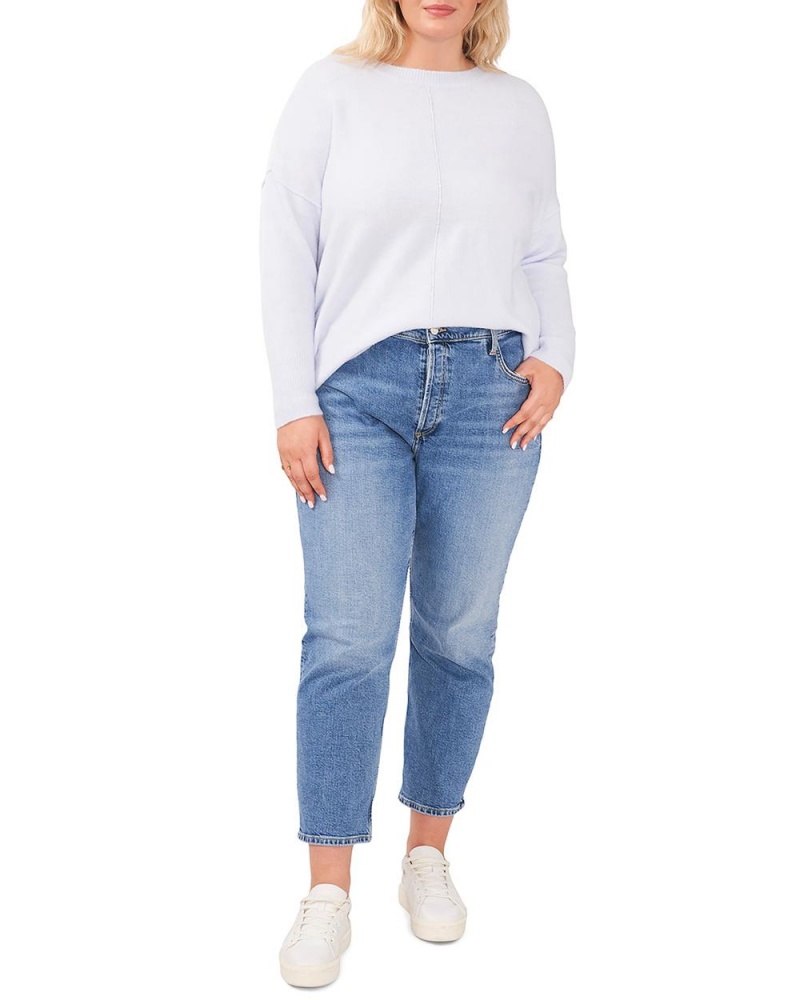 Dámské Svetr Vince Camuto Seamed Crewneck (Plus Size) Bílé | 0562-PZSUK