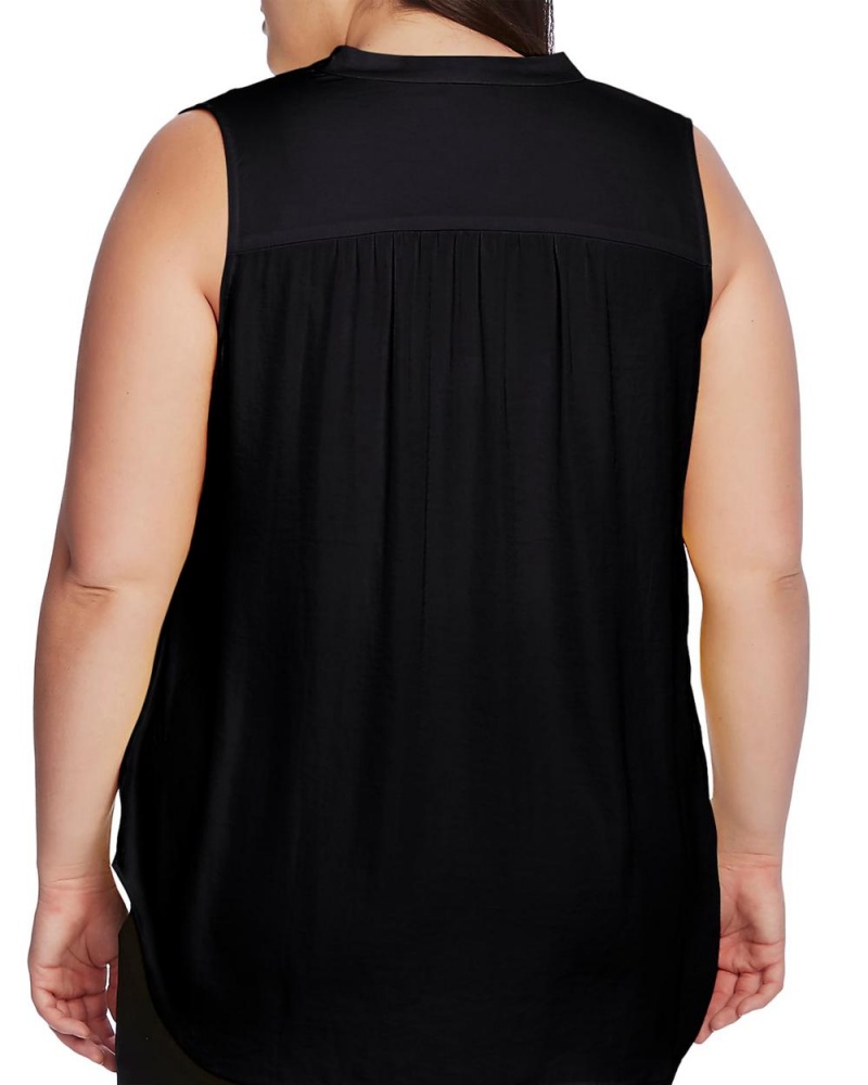 Dámské Topy Vince Camuto Bez Rukávů V-Neck (Plus Size) Černé | 7138-OMLPE