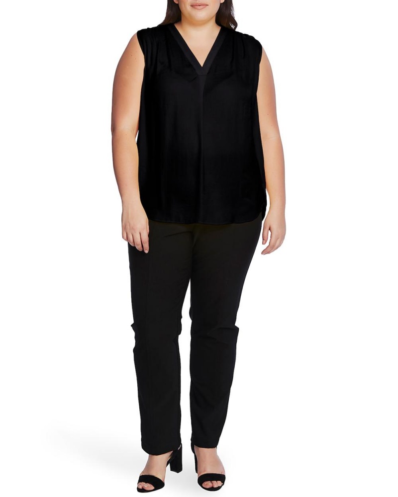 Dámské Topy Vince Camuto Bez Rukávů V-Neck (Plus Size) Černé | 7138-OMLPE