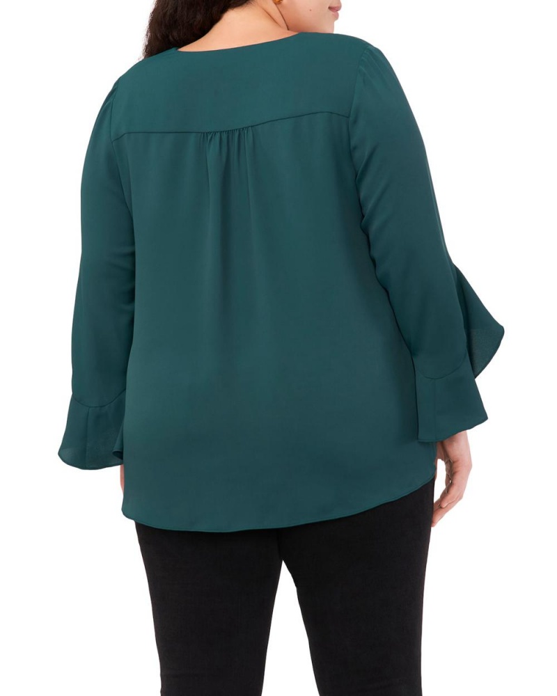 Dámské Topy Vince Camuto Crepe-De-Chine Flutter Sleeve Tunic (Plus Size) Zelene | 4296-YKQOA