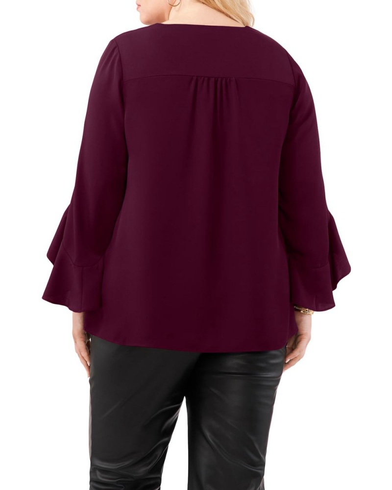 Dámské Topy Vince Camuto Crepe-De-Chine Flutter Sleeve Tunic (Plus Size) Fialové | 9403-ZDUJG