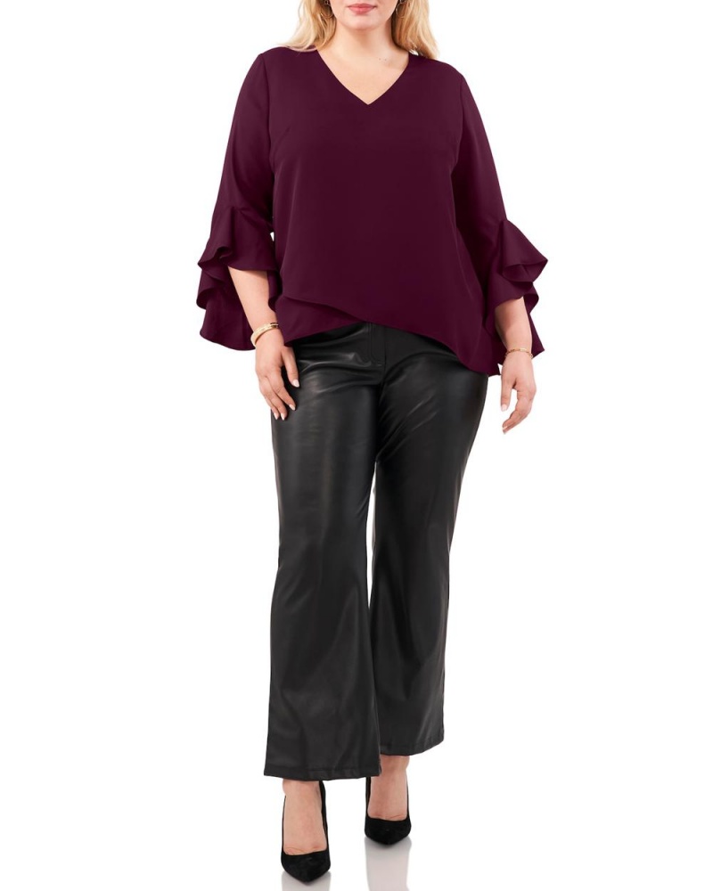 Dámské Topy Vince Camuto Crepe-De-Chine Flutter Sleeve Tunic (Plus Size) Fialové | 9403-ZDUJG