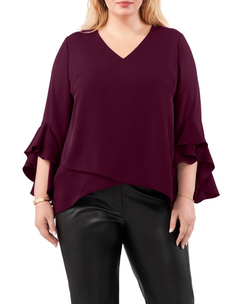 Dámské Topy Vince Camuto Crepe-De-Chine Flutter Sleeve Tunic (Plus Size) Fialové | 9403-ZDUJG