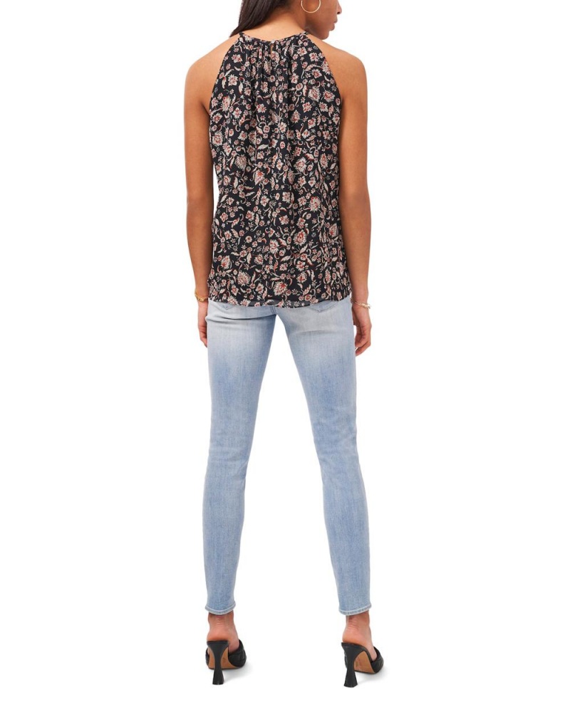 Dámské Topy Vince Camuto Floral-Print Halter Černé | 3150-VYBOA