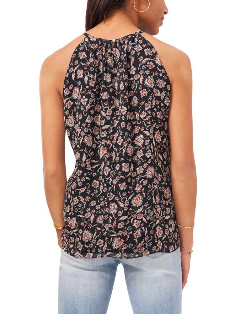 Dámské Topy Vince Camuto Floral-Print Halter Černé | 3150-VYBOA