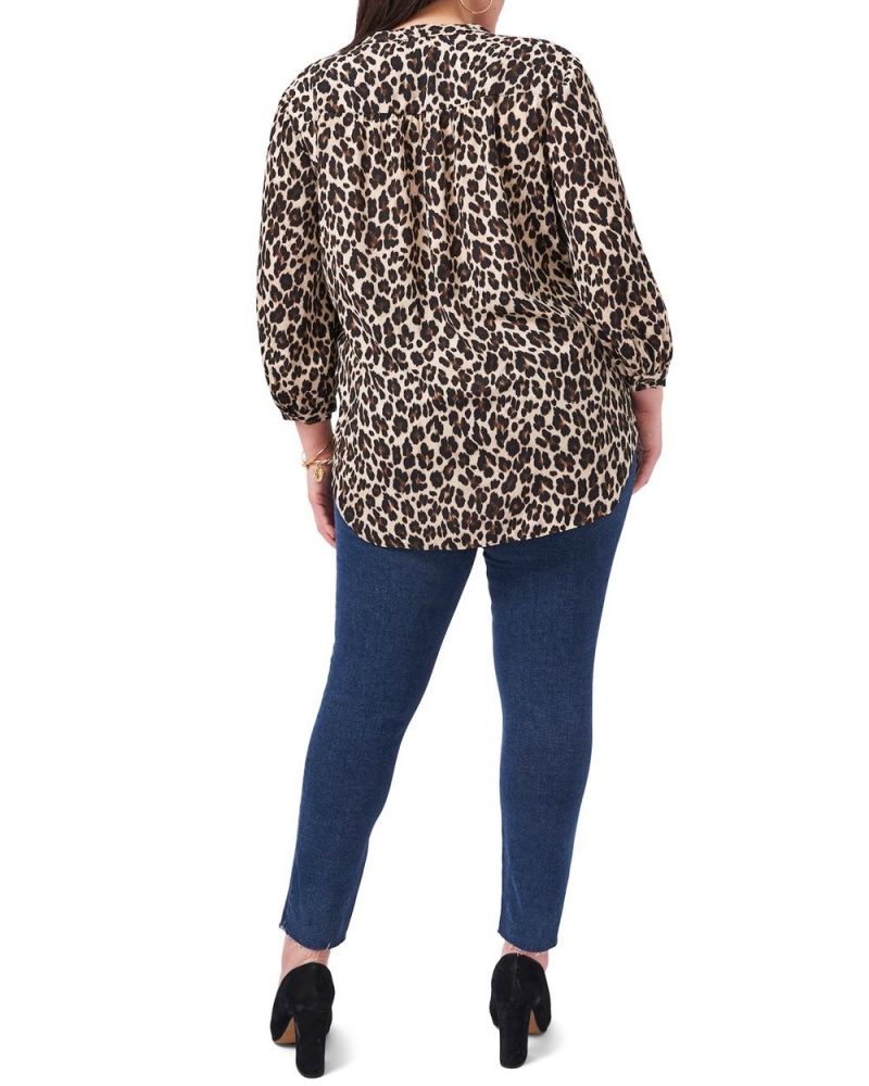 Dámské Topy Vince Camuto Leopard-Print V-Neck (Plus Size) Černé Hnědé Leopard | 1384-UQKML