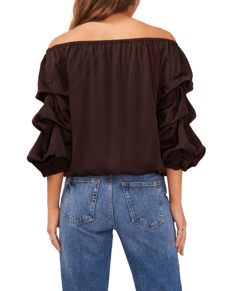 Dámské Topy Vince Camuto Off-The-Shoulder Tiered-Sleeve Hnědé Čokolády | 1572-LBAIT