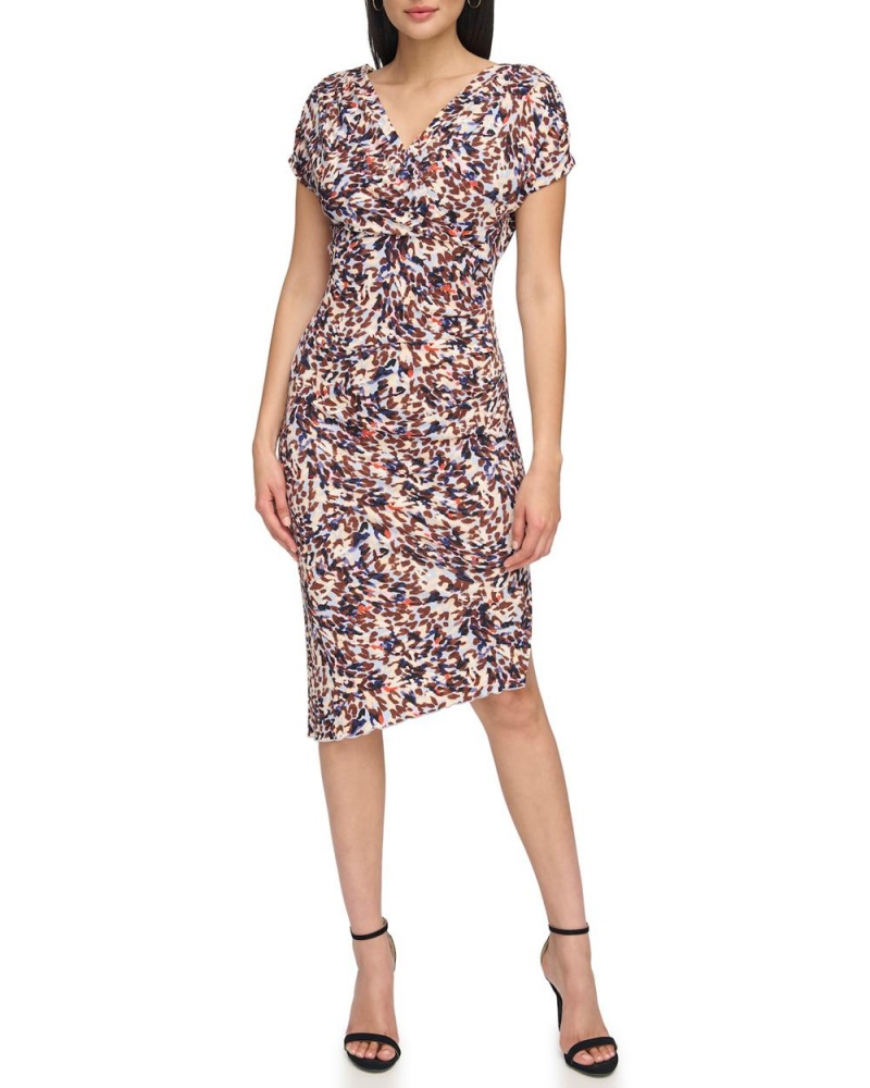 Dámské Šaty Vince Camuto Printed Asymmetrical Hem Blankyt | 9206-EYOWD