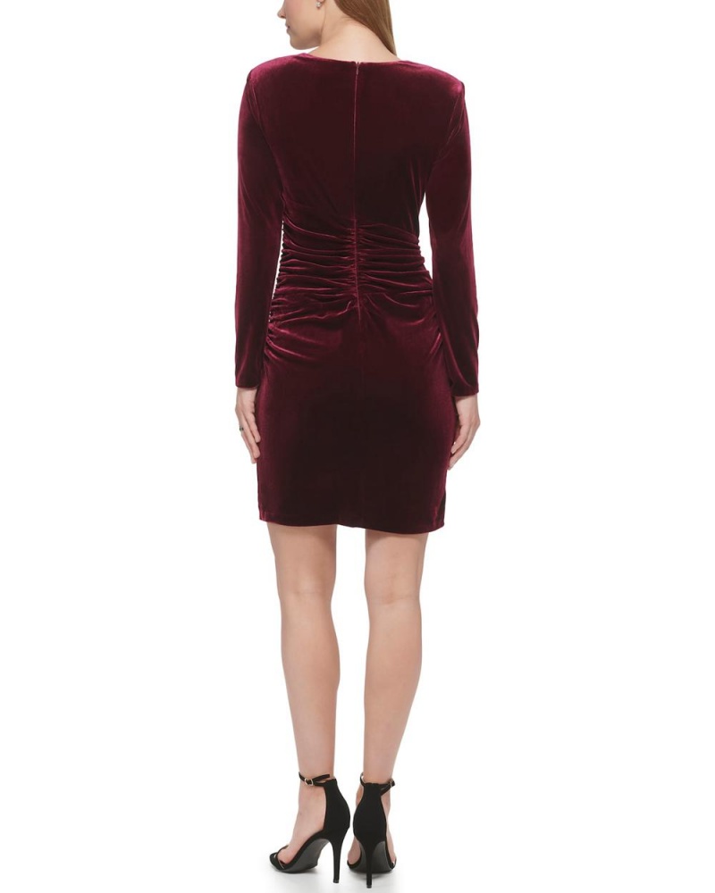 Dámské Šaty Vince Camuto Ruched Velvet Sheath Vínové | 8610-SHXGU