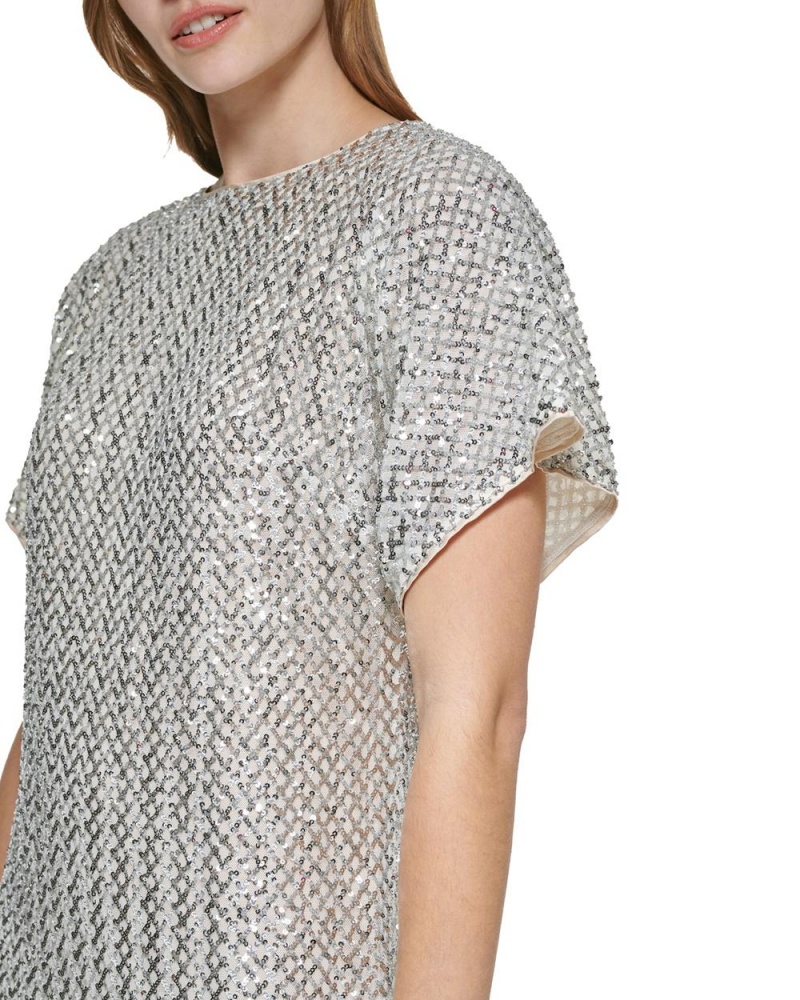 Dámské Šaty Vince Camuto Sequined Dolman-Sleeve$188.00 Bílé | 3158-EOKYS