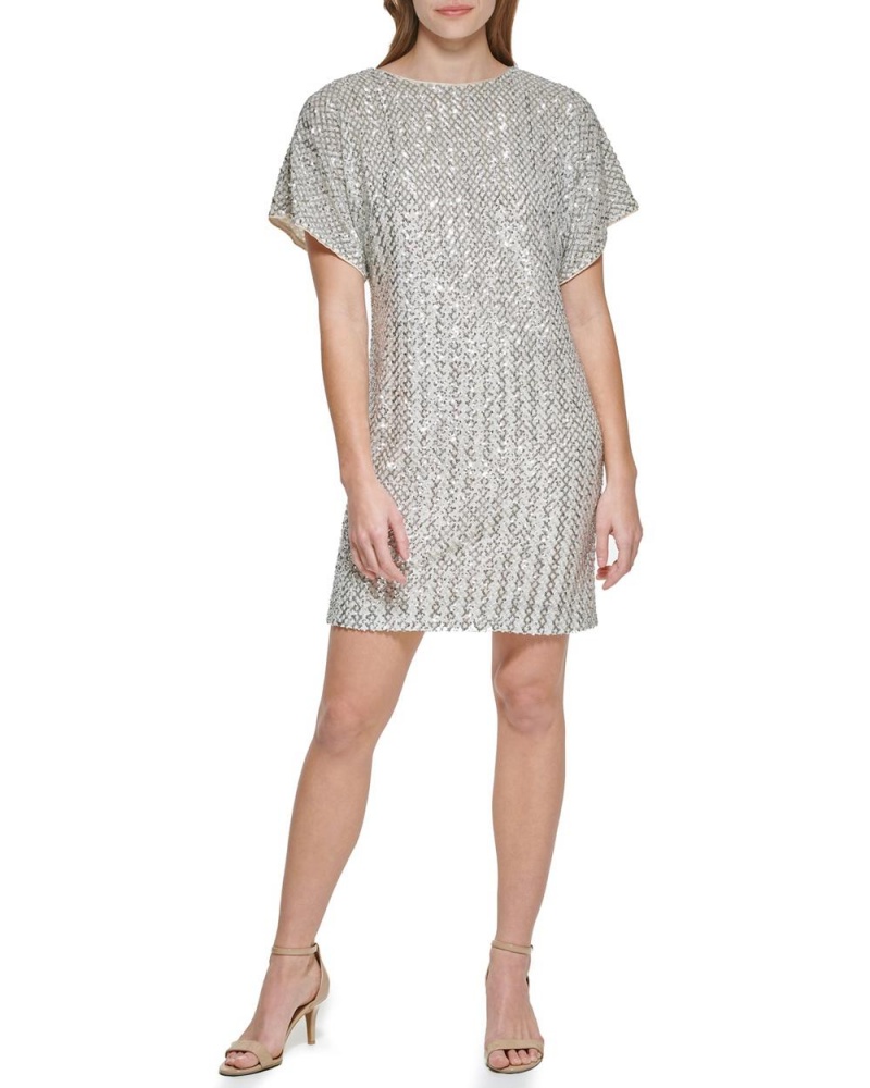 Dámské Šaty Vince Camuto Sequined Dolman-Sleeve$188.00 Bílé | 3158-EOKYS