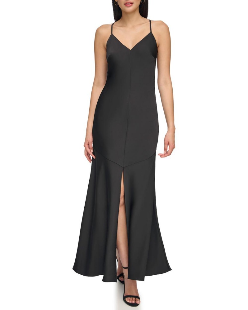 Dámské Šaty Vince Camuto V-Neck Maxi Slip Černé | 3612-MKXYZ