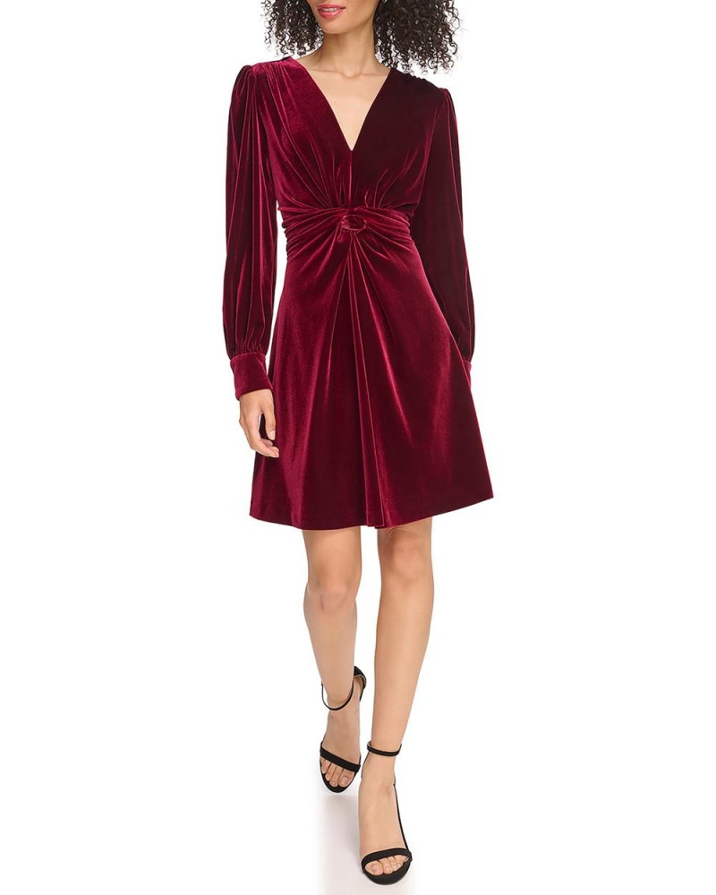 Dámské Šaty Vince Camuto Velvet Twist-Front Vínové | 6894-VRMYB