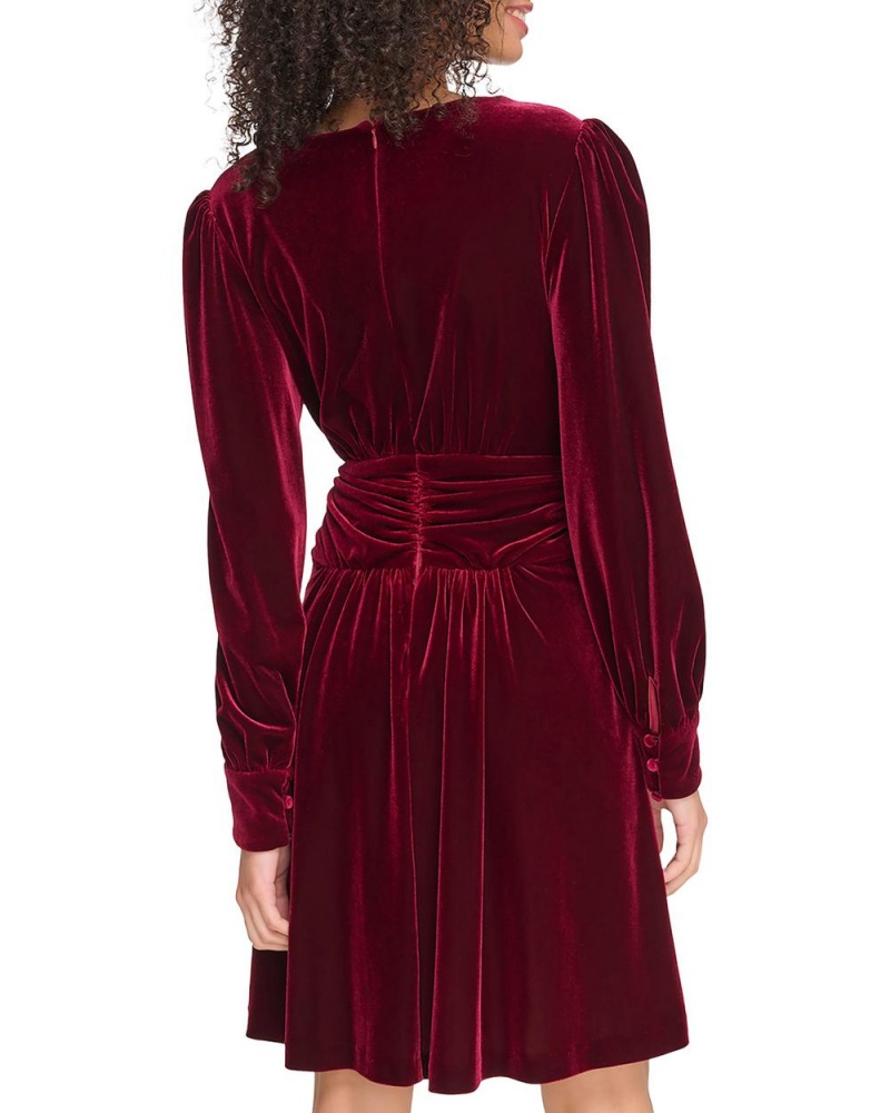 Dámské Šaty Vince Camuto Velvet Twist-Front Vínové | 6894-VRMYB