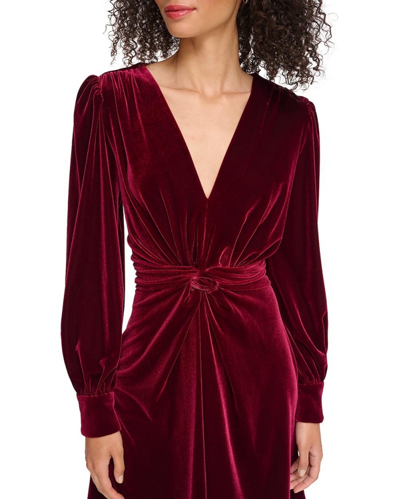 Dámské Šaty Vince Camuto Velvet Twist-Front Vínové | 6894-VRMYB